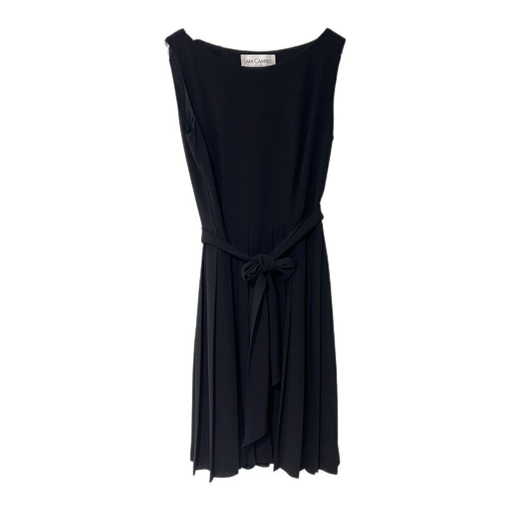 Sara Campbell Dress Womens 10 Fit And Flare Black Pleated Career Party Wedding